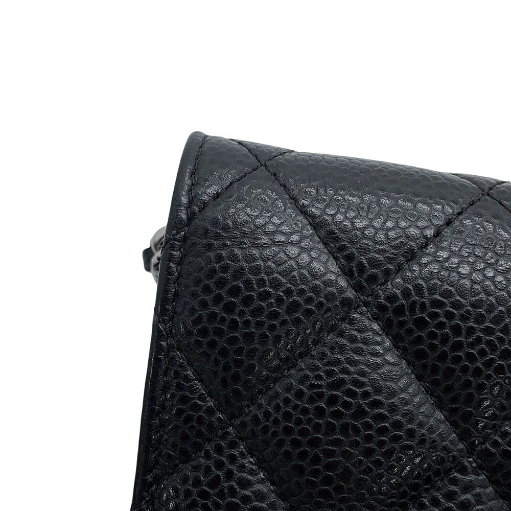 Chanel Chain Wallet Classic Quilted CC Logo Caviar Leather Black Shoulder Bag — view 8
