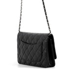 Chanel Chain Wallet Classic Quilted CC Logo Caviar Leather Black Shoulder Bag — view 2