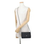 Chanel Chain Wallet Classic Quilted CC Logo Caviar Leather Black Shoulder Bag — view 4