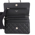 Chanel Chain Wallet Classic Quilted CC Logo Caviar Leather Black Shoulder Bag — view 5