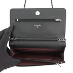 Chanel Chain Wallet Classic Quilted CC Logo Caviar Leather Black Shoulder Bag — view 6