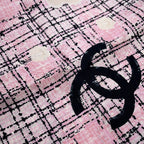 Chanel Scarf CC Logo Camellia Tweed Pattern Silk — view 2