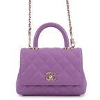 Chanel Handbag CC Logo Quilted Coco Handle XXS Caviar Leather 2-Way