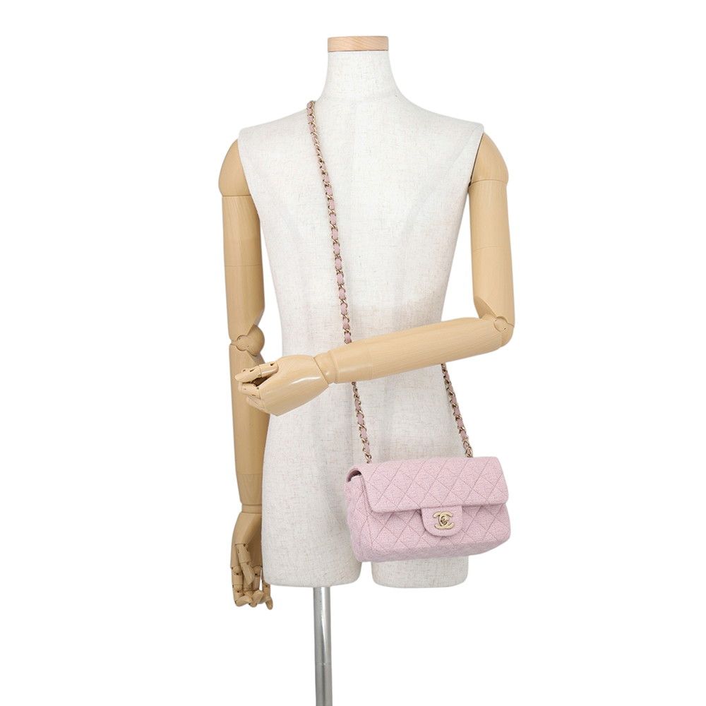 Chanel Chain Shoulder Bag Mini Quilted 20 CC Logo Tweed — view 4