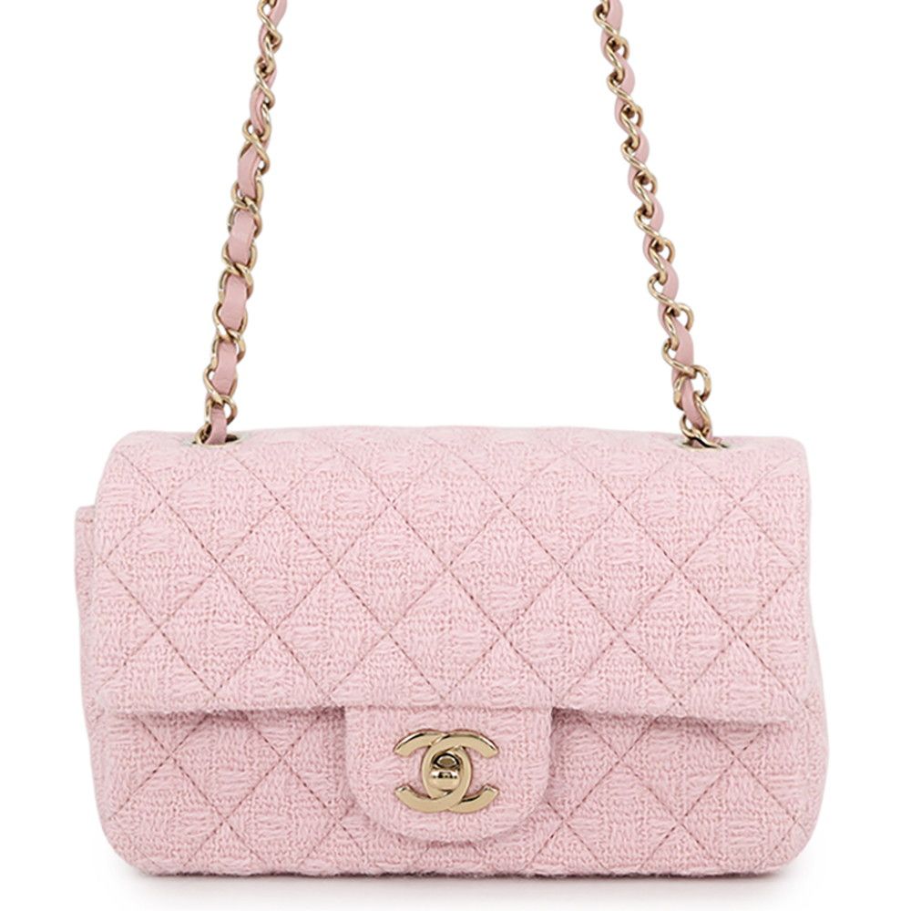Chanel Chain Shoulder Bag Mini Quilted 20 CC Logo Tweed