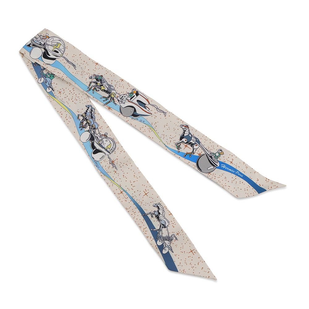 Hermes Scarf Twilly Spacederby Space Derby Silk Twill — view 3