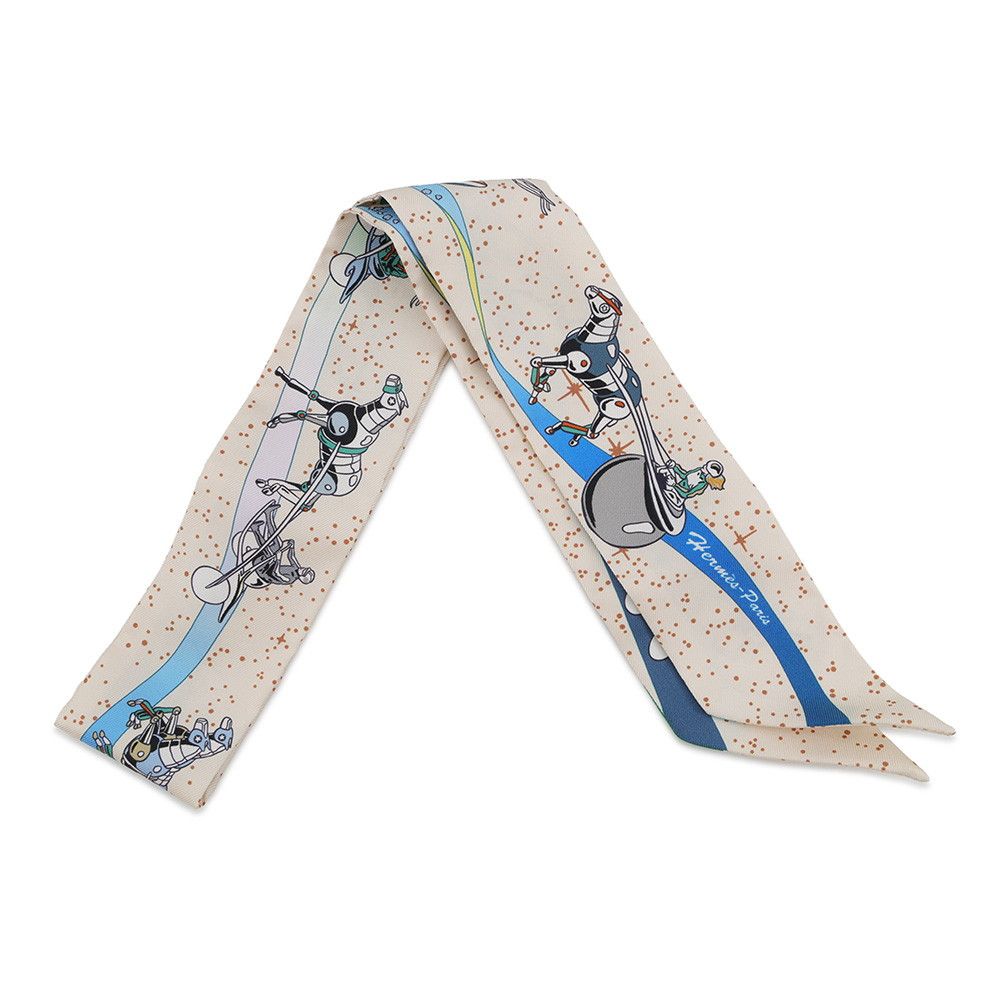 Hermes Scarf Twilly Spacederby Space Derby Silk Twill