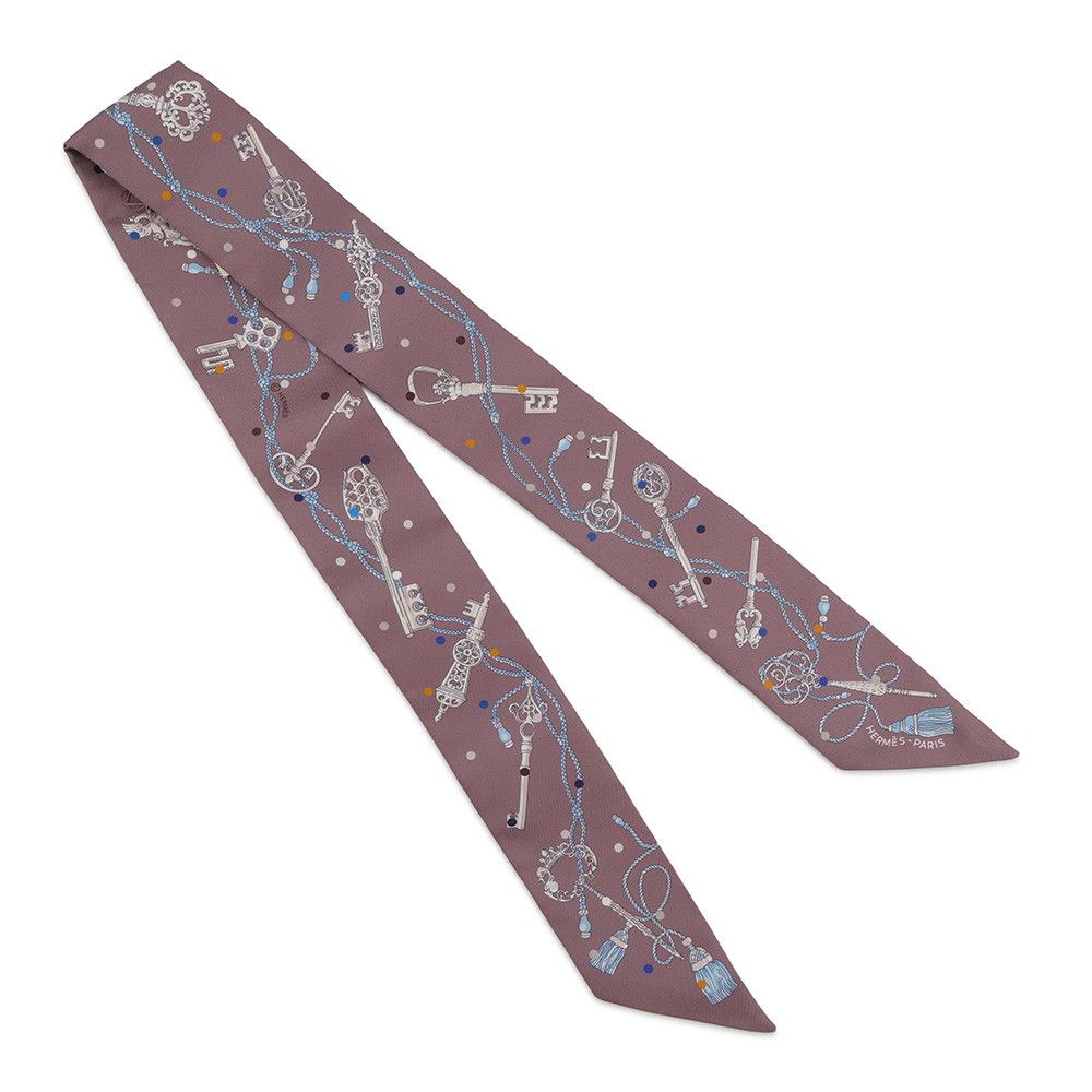Hermes Scarf Twilly les Cles a Pois Silk Twill — view 3