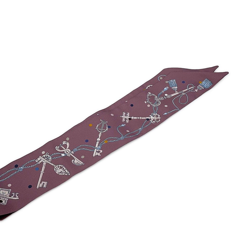 Hermes Scarf Twilly les Cles a Pois Silk Twill — view 5