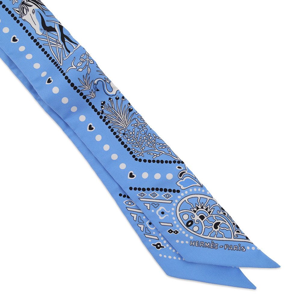 Hermes Scarf Twilly Bandween Sky and Sea Bandana Entre Ciel Et Mer Silk Twill — view 4