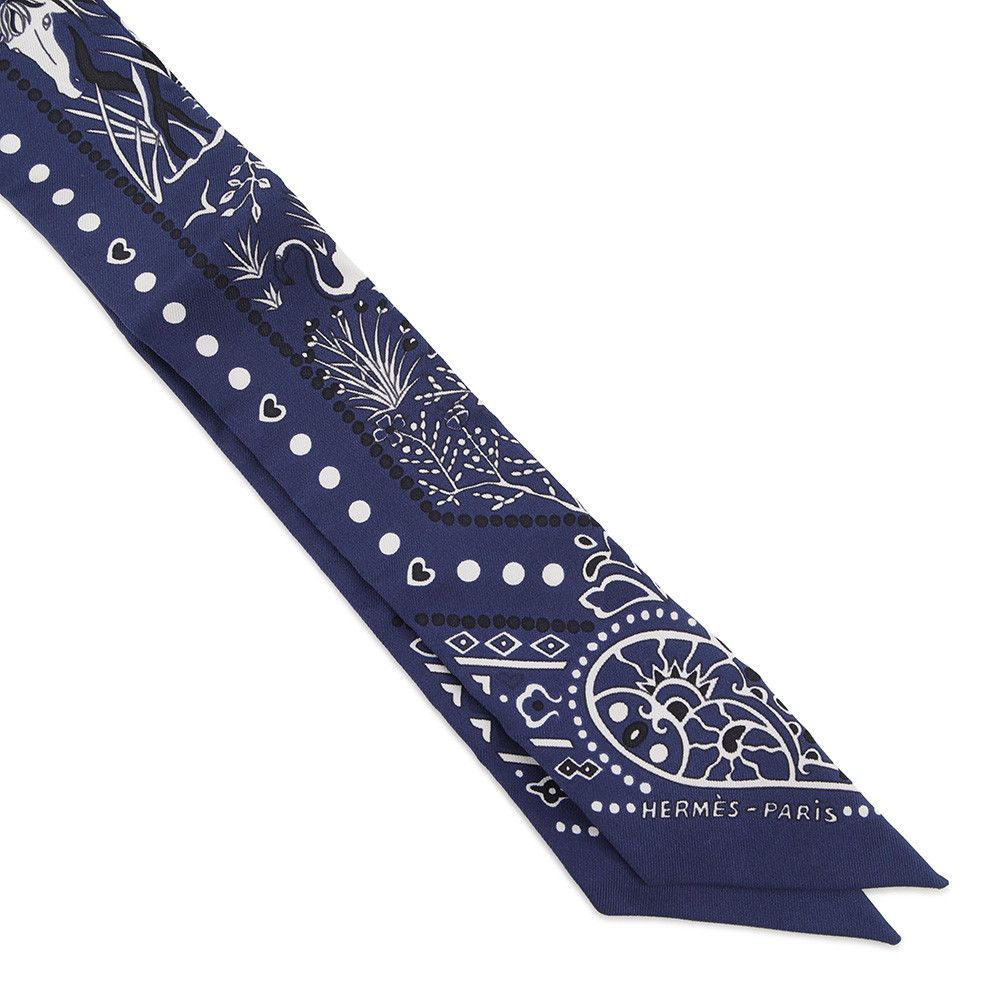 Hermes Scarf Twilly Bandween Sky and Sea Bandana Entre Ciel Et Mer Silk Twill — view 4