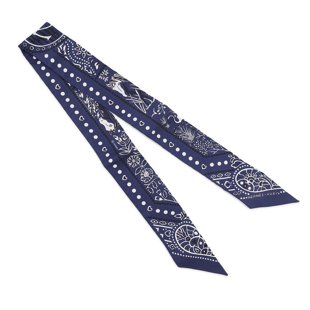 Hermes Scarf Twilly Bandween Sky and Sea Bandana Entre Ciel Et Mer Silk Twill — view 3