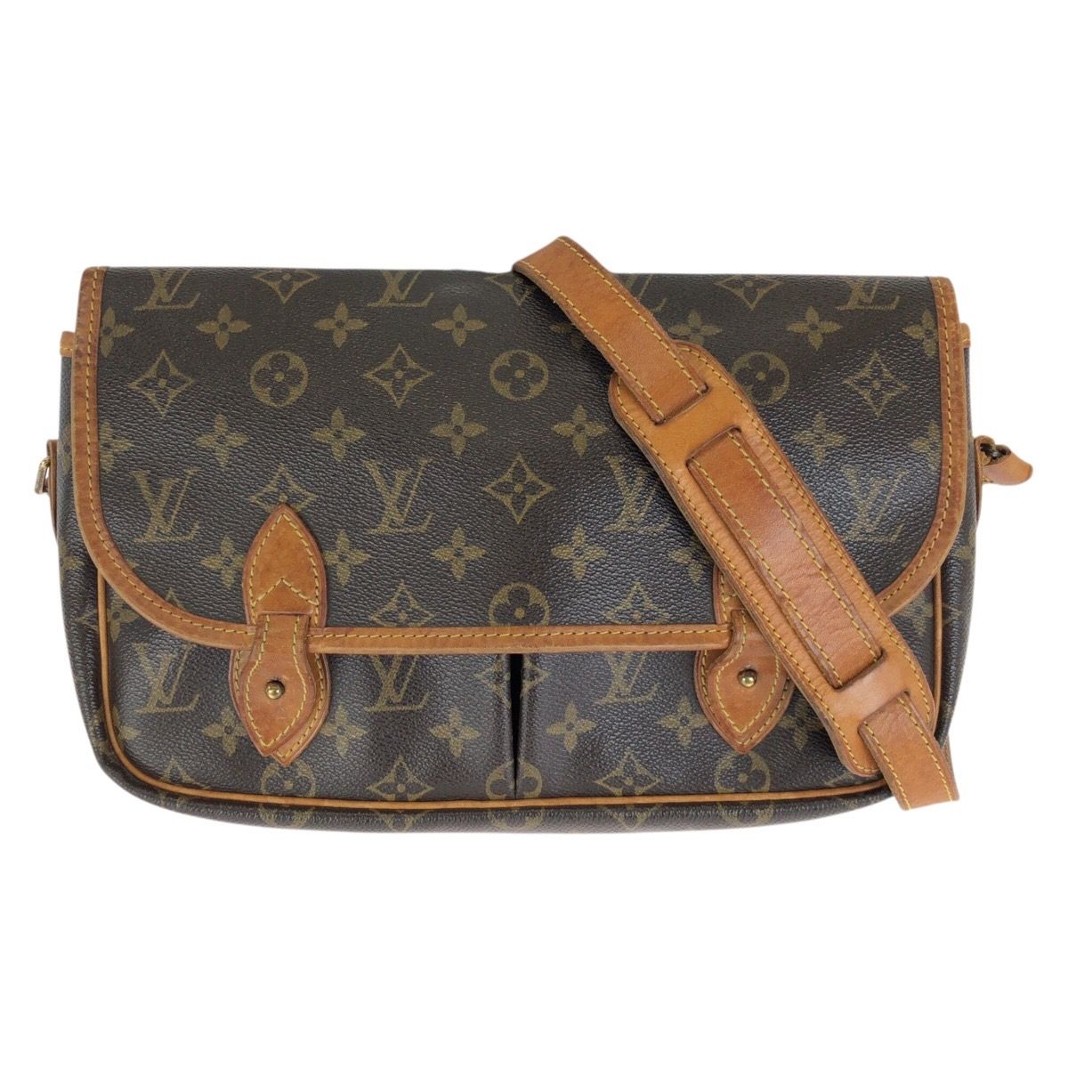 Louis Vuitton Monogram Gibeciere MM Brown Gold Leather Shoulder Bag