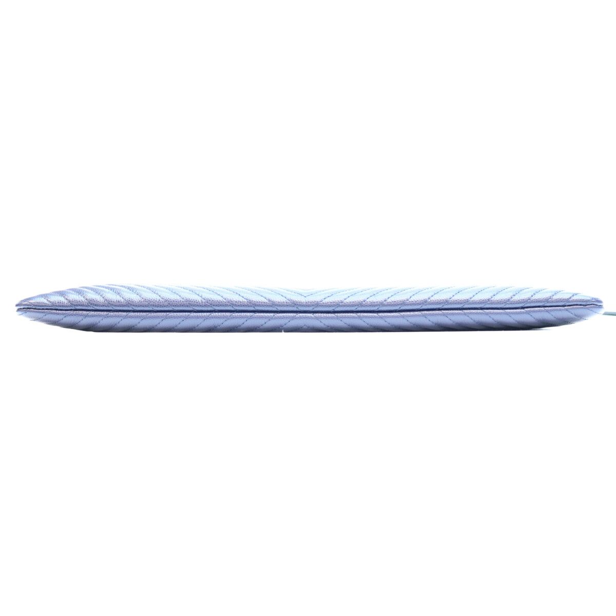 Chanel Navy Caviar Silver V-stitch Chevron Clutch Pouch — view 3