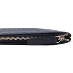 Chanel Navy Caviar Silver V-stitch Chevron Clutch Pouch — view 4