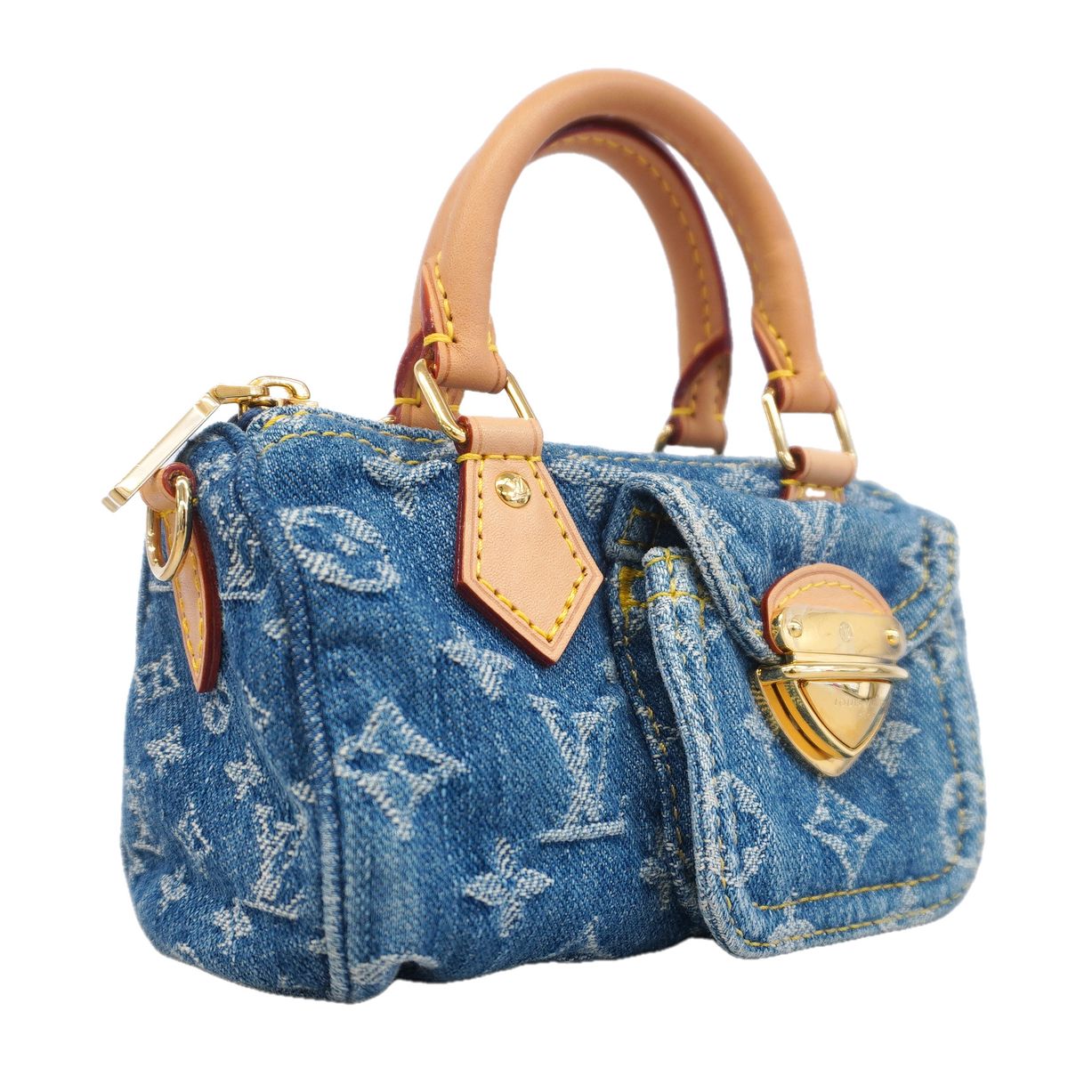Louis Vuitton Handbag Monogram Denim Nano Speedy Blue 2-Way Bag — view 2
