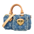 Louis Vuitton Handbag Monogram Denim Nano Speedy Blue 2-Way Bag