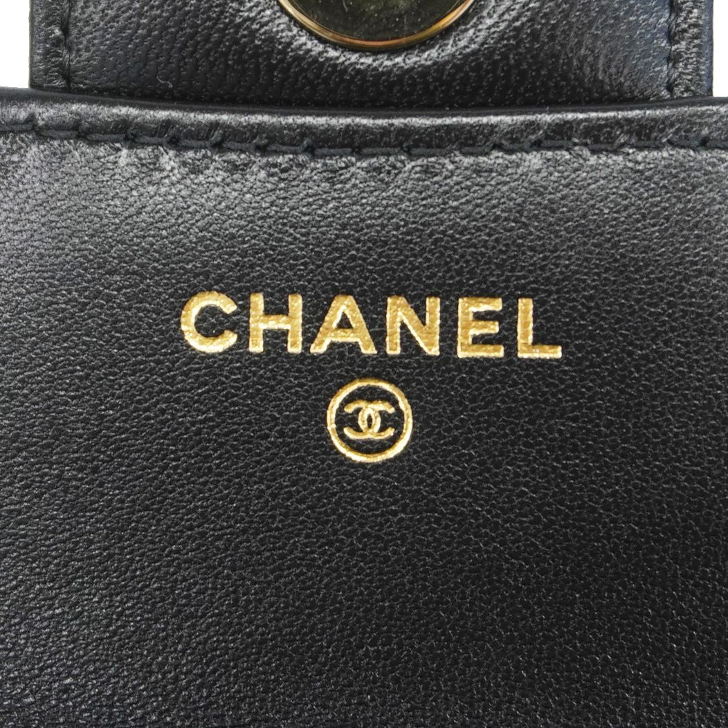 Chanel Handbag Quilted Lambskin Black Champagne Gold 2-Way Bag — view 5