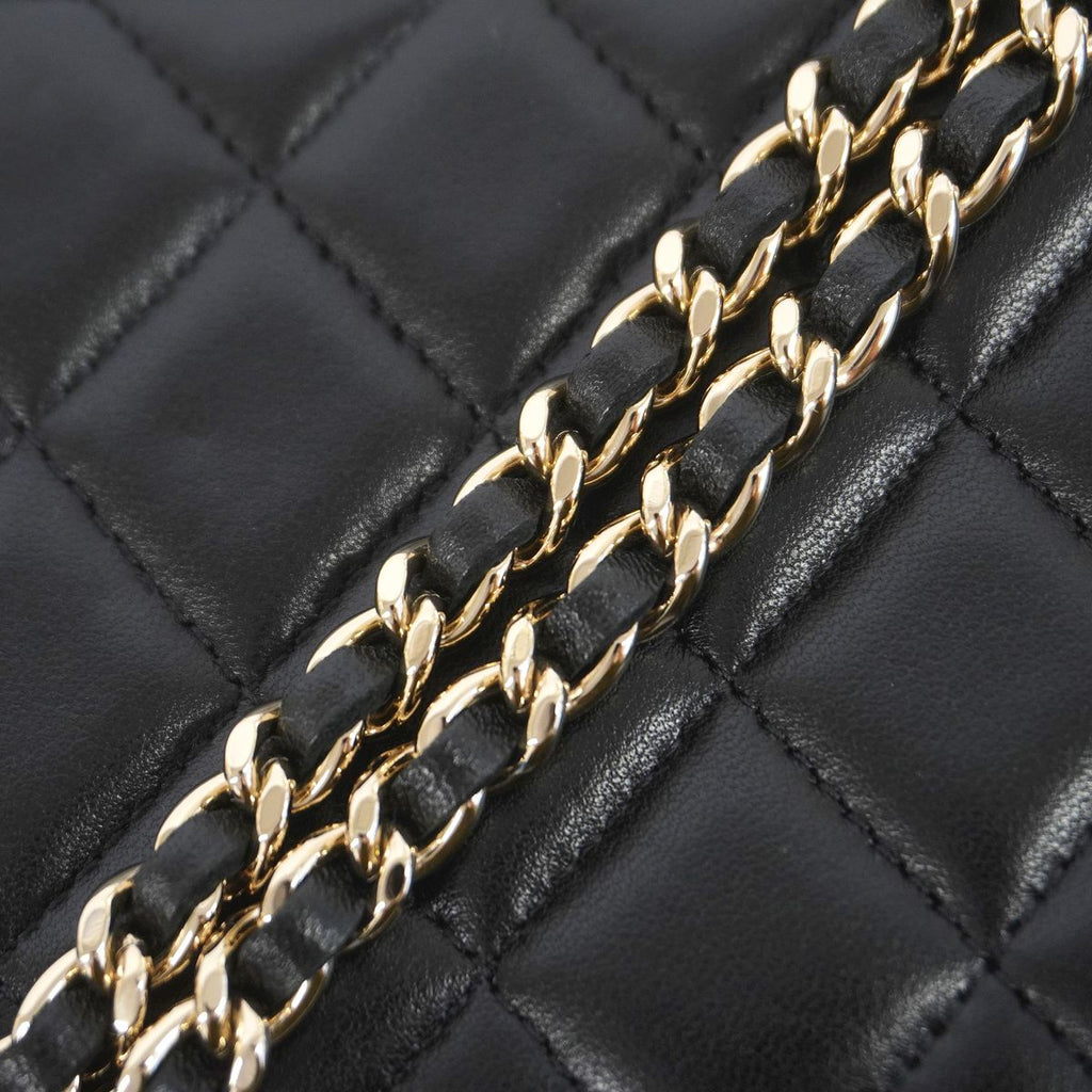 Chanel Handbag Quilted Lambskin Black Champagne Gold 2-Way Bag — view 7