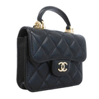 Chanel Handbag Quilted Lambskin Black Champagne Gold 2-Way Bag — view 2