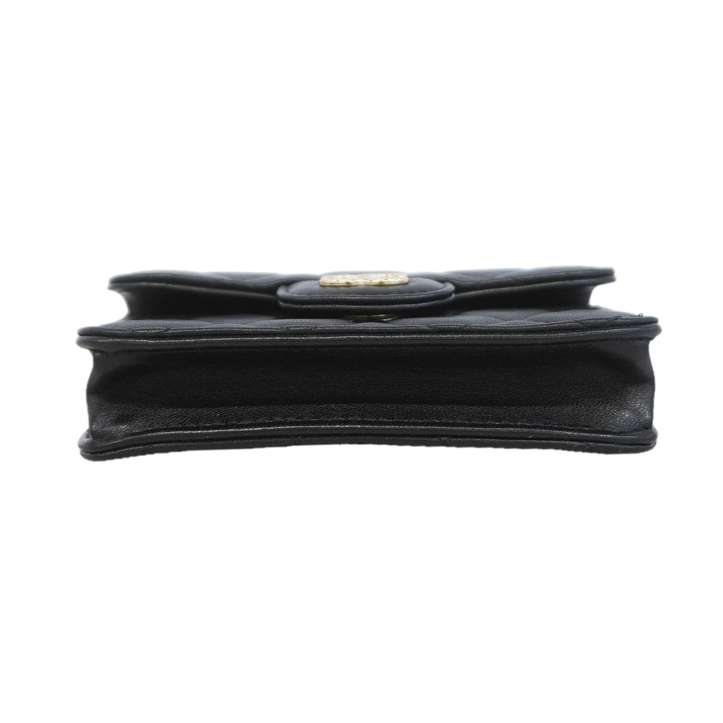 Chanel Handbag Quilted Lambskin Black Champagne Gold 2-Way Bag — view 3