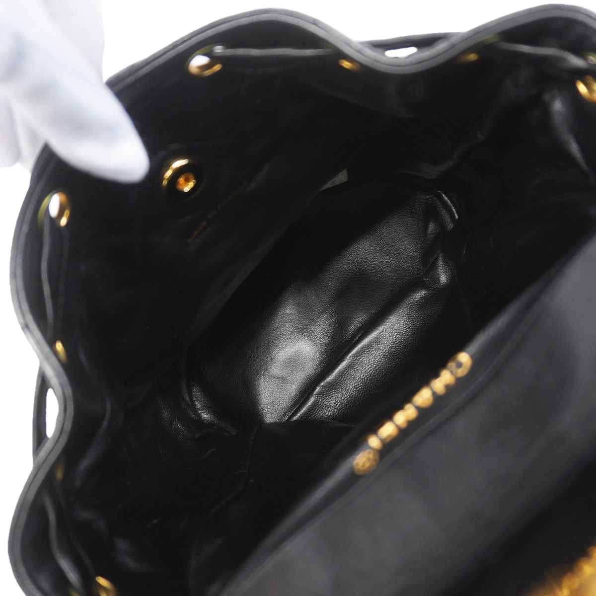 Chanel Backpack Quilted Lambskin Black Gold — view 4