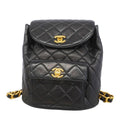 Chanel Backpack Quilted Lambskin Black Gold