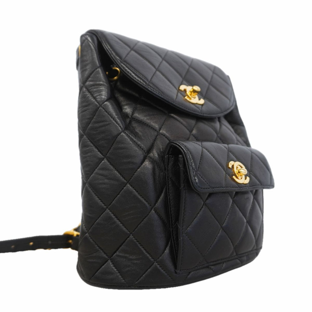 Chanel Backpack Quilted Lambskin Black Gold — view 2