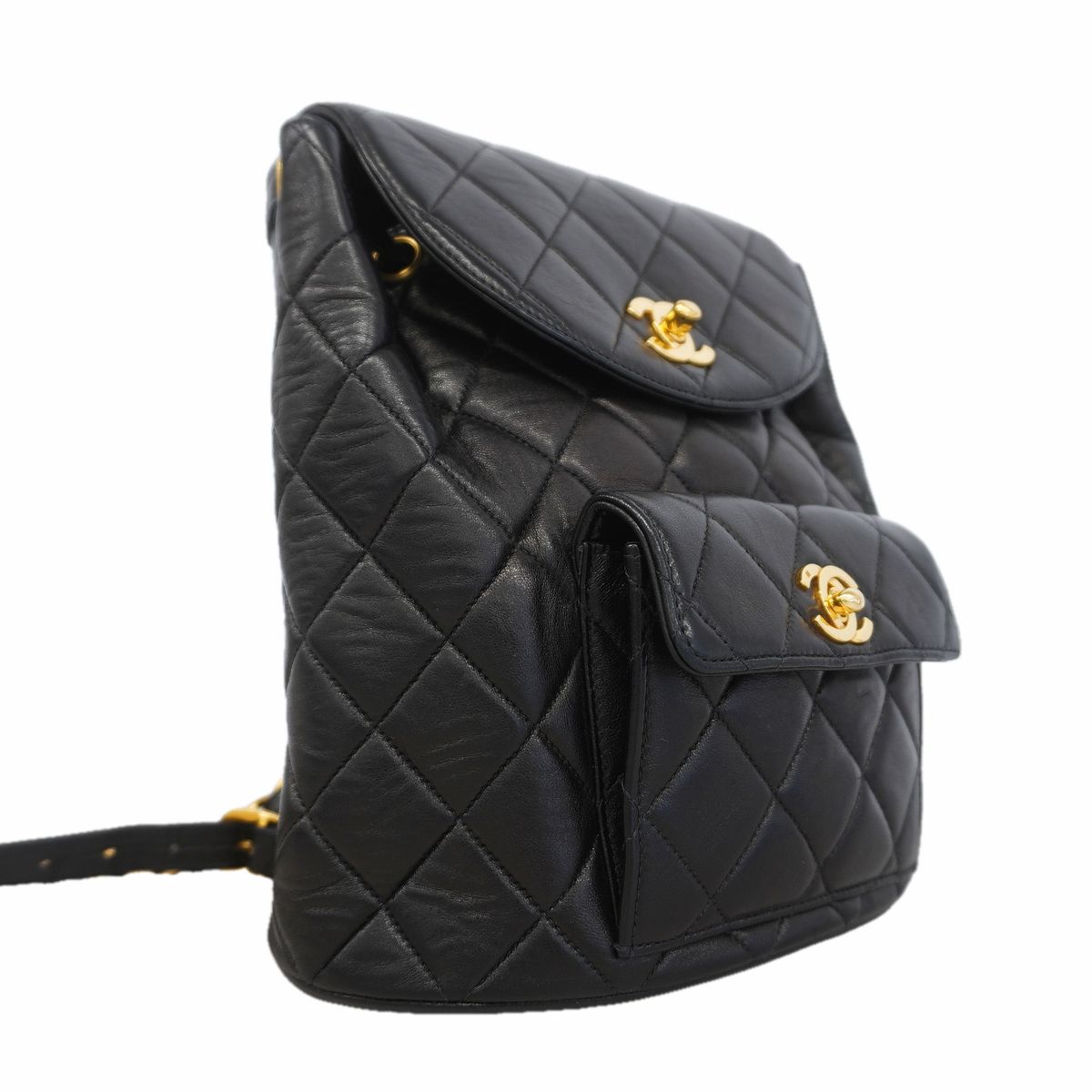 Chanel Backpack Quilted Lambskin Black Gold — view 2