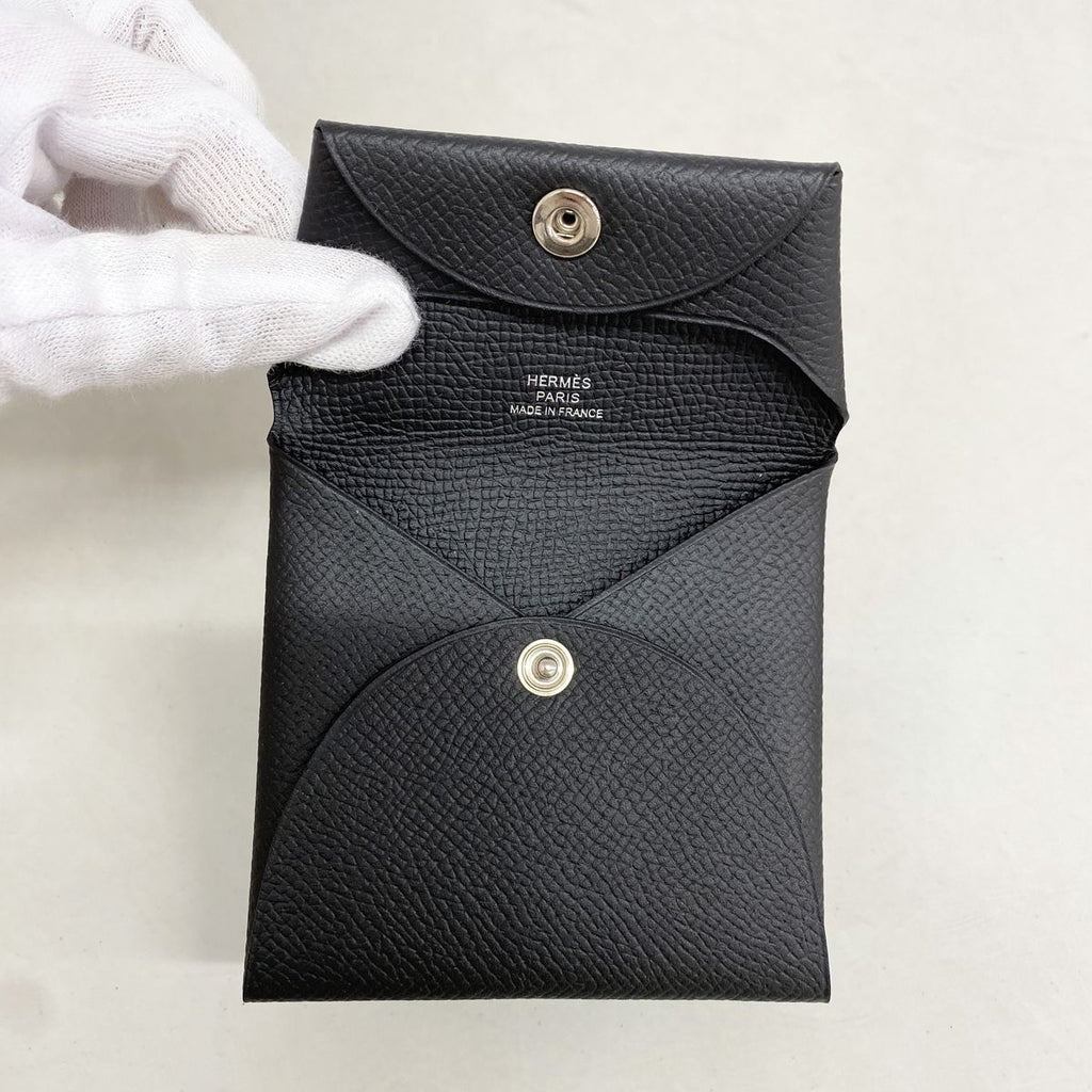 Hermes Coin Purse Bastia Veau Epsom Black Silver — view 5