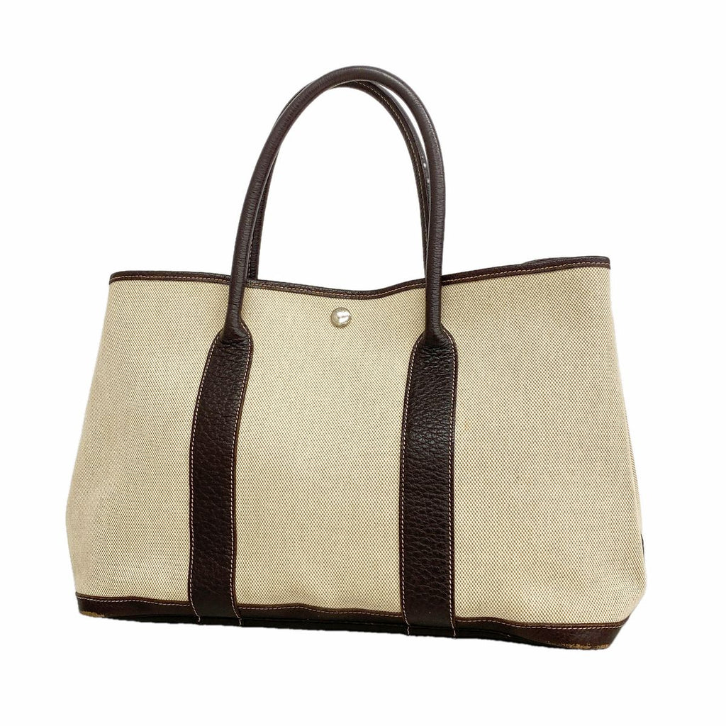 Hermes Tote Bag Garden Party PM Toile H Brown Silver