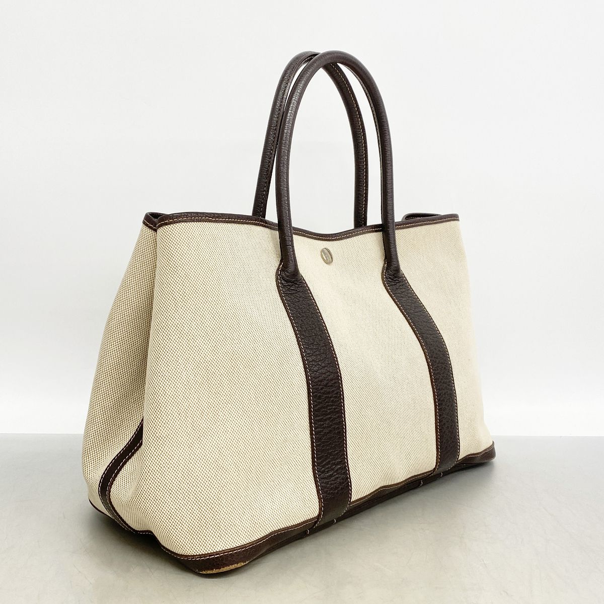Hermes Tote Bag Garden Party PM Toile H Brown Silver — view 2