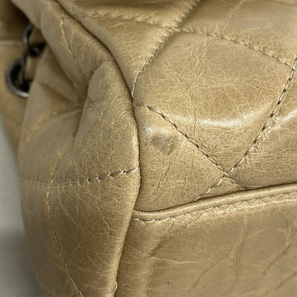 Chanel Shoulder Bag Quilted Leather Beige Silver — view 6
