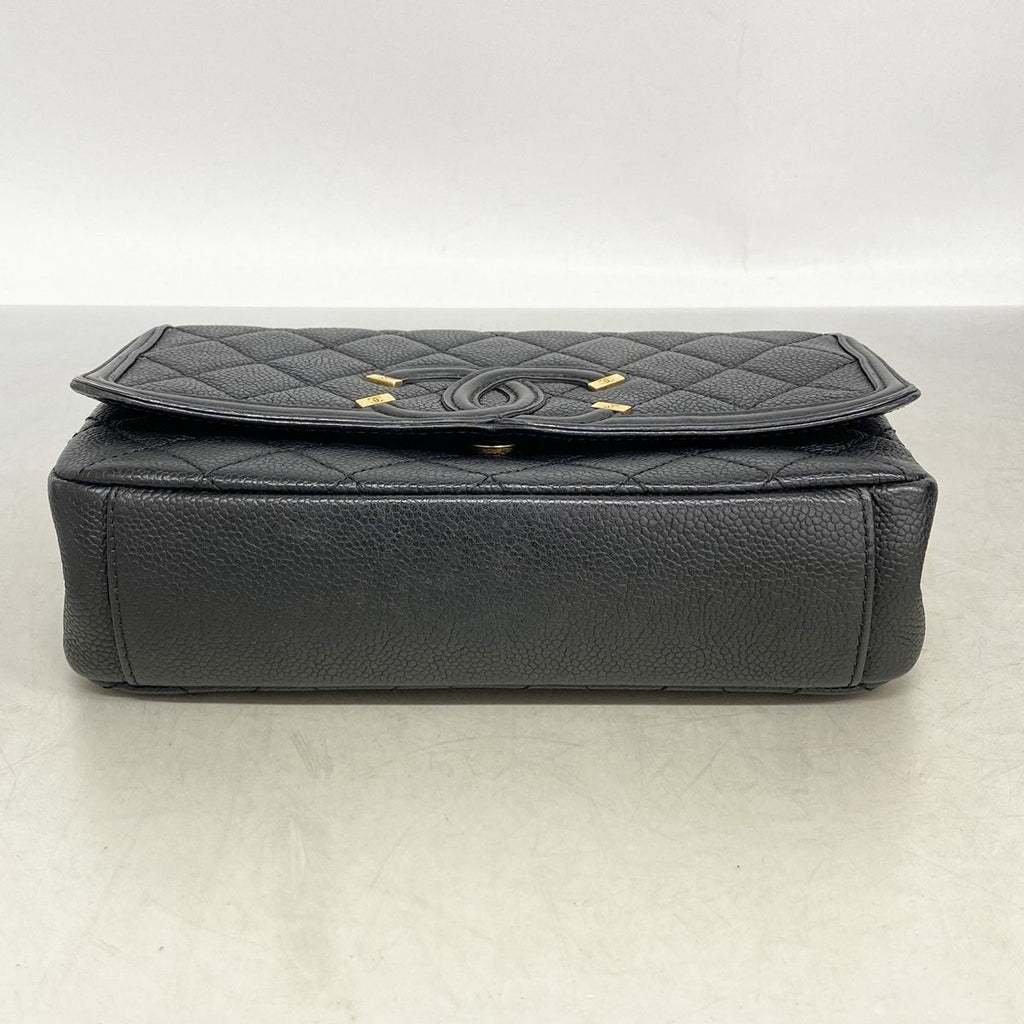 Chanel Shoulder Bag CC Filigree Caviar Leather Black Gold — view 3