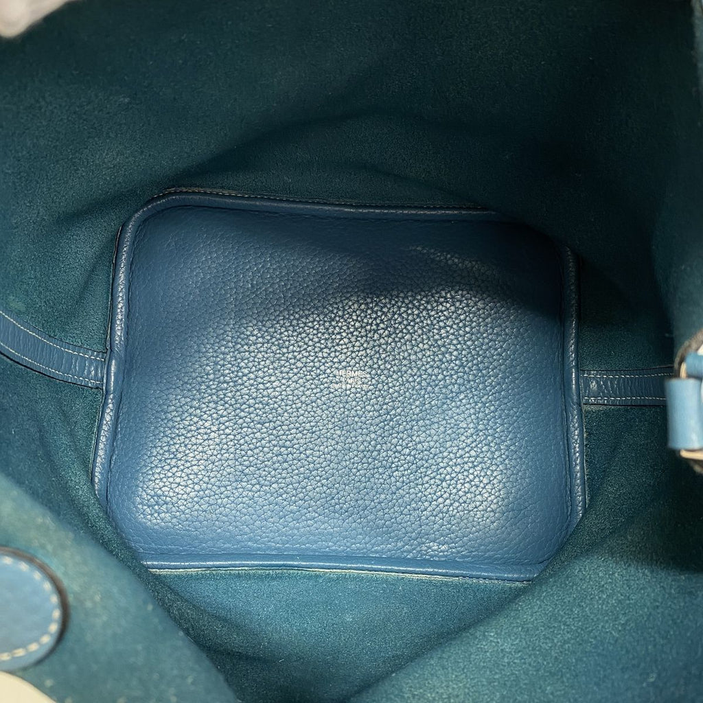 Hermes Handbag Picotin Lock MM Taurillon Clemence Blue Jean Silver — view 4