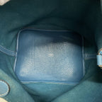 Hermes Handbag Picotin Lock MM Taurillon Clemence Blue Jean Silver — view 4