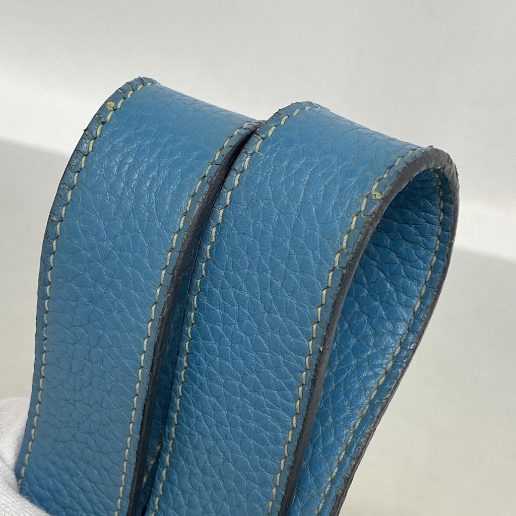 Hermes Handbag Picotin Lock MM Taurillon Clemence Blue Jean Silver — view 8