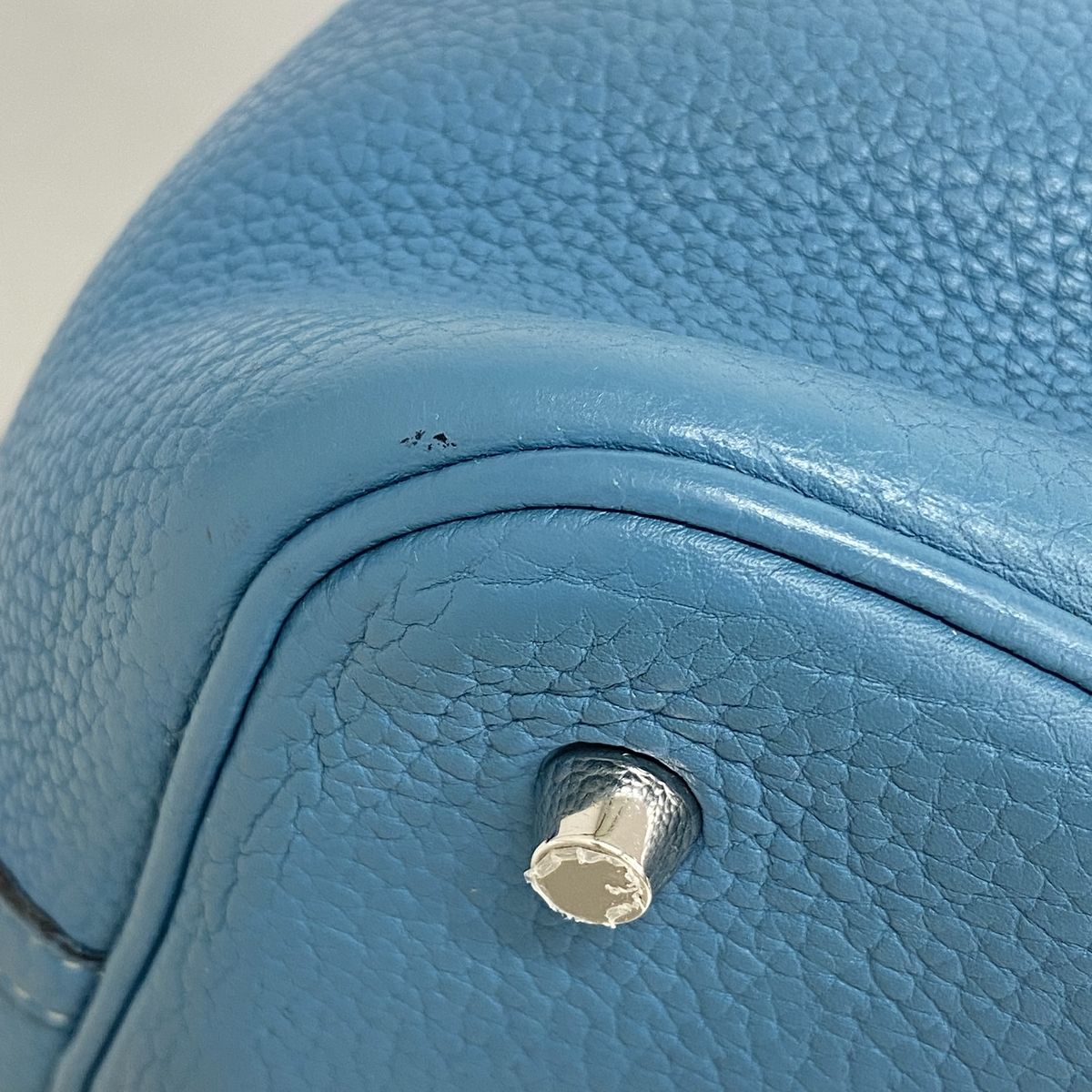 Hermes Handbag Picotin Lock MM Taurillon Clemence Blue Jean Silver — view 6