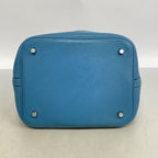 Hermes Handbag Picotin Lock MM Taurillon Clemence Blue Jean Silver — view 3