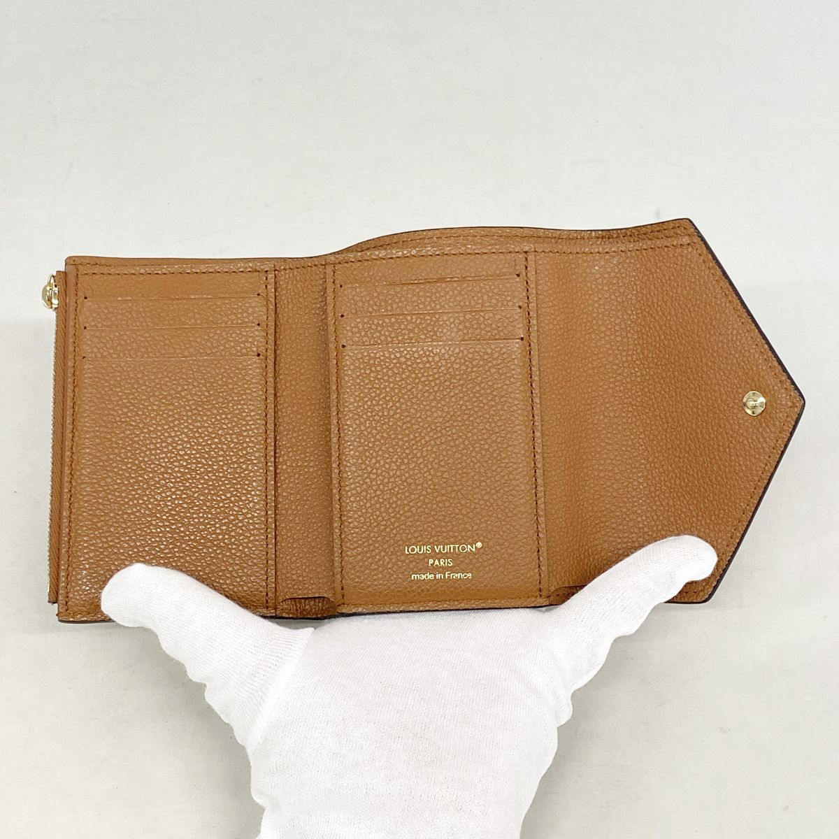 Louis Vuitton Trifold Wallet Monogram Empreinte Portefeuille Victorine Cognac — view 3