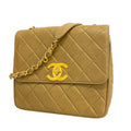 Chanel Shoulder Bag Quilted Jumbo CC Logo Lambskin Beige Gold