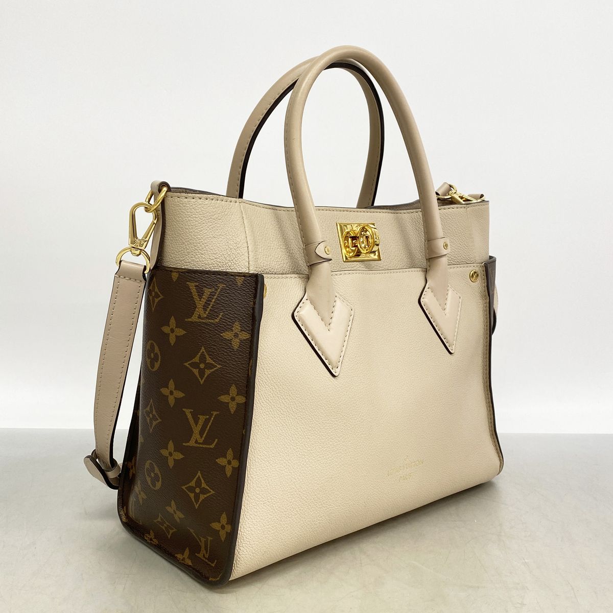Louis Vuitton Handbag Monogram on My Side MM Brown Beige 2-Way Bag — view 2