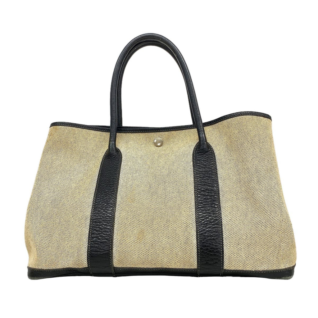 Hermes Tote Bag Garden Party PM Toile H Black Silver