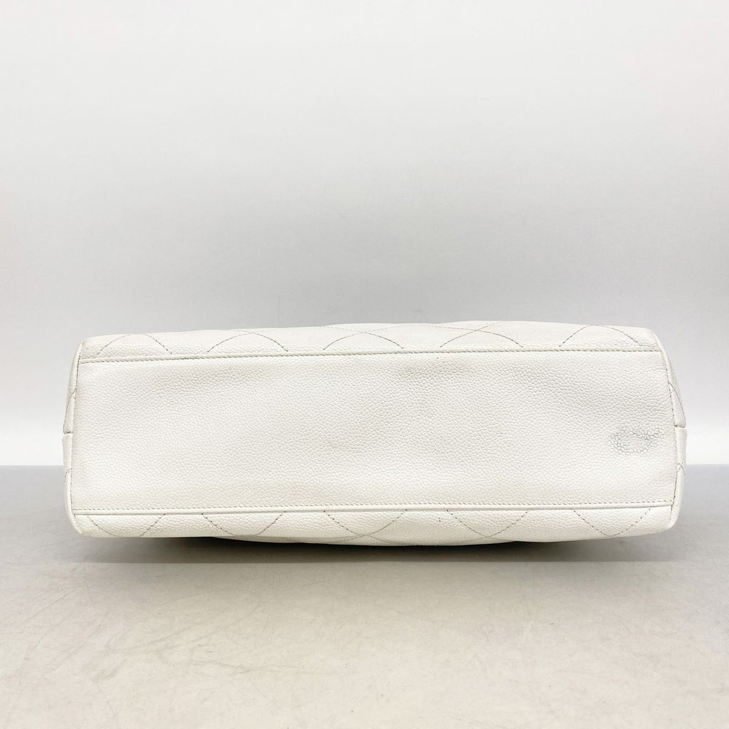 Chanel Handbag Quilted Caviar Leather White Gold — view 3