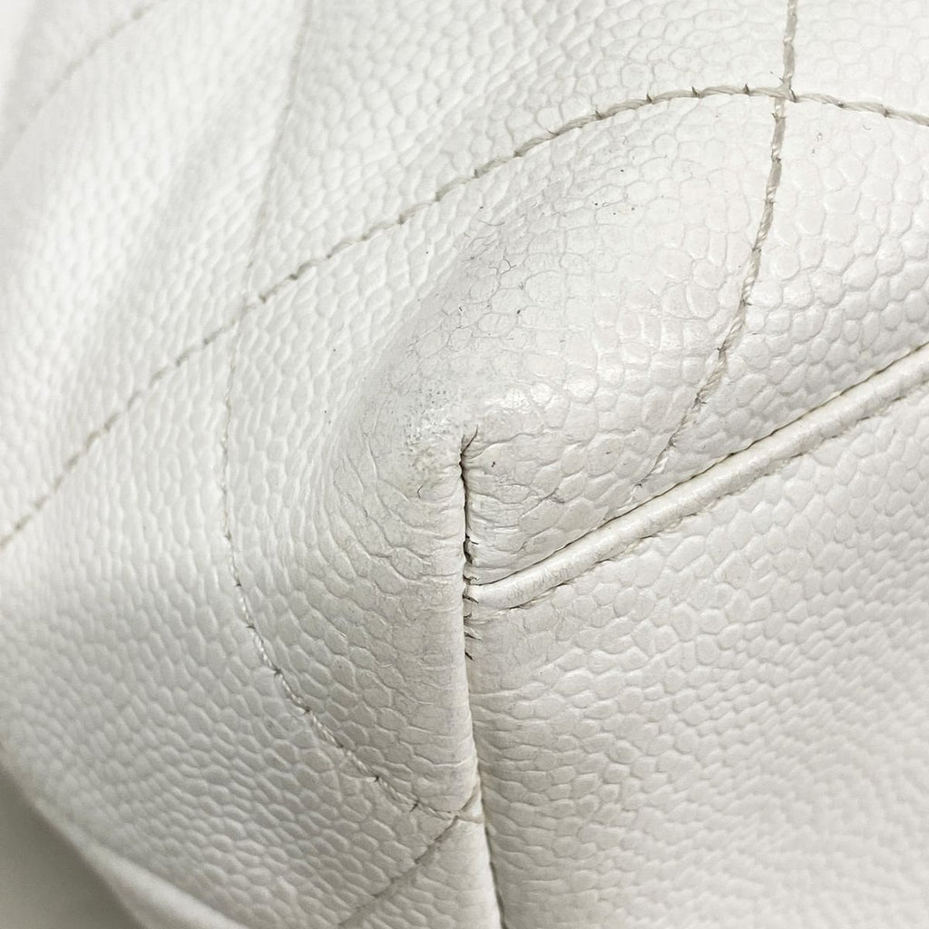 Chanel Handbag Quilted Caviar Leather White Gold — view 7