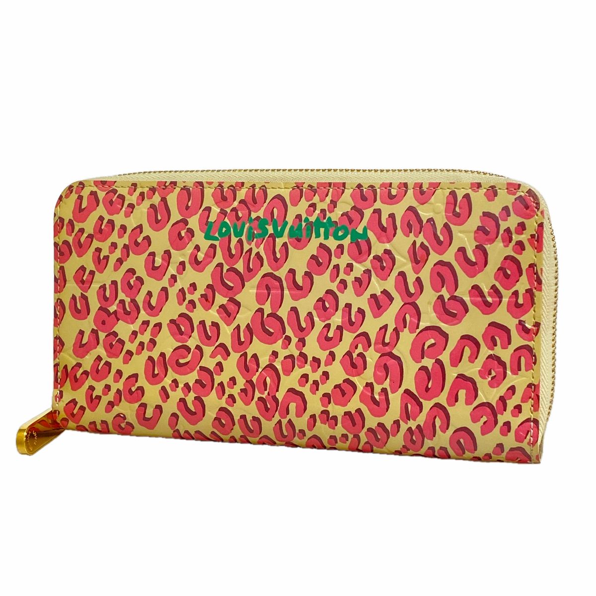 Louis Vuitton Wallet Vernis Leopard Zippy Blanc Corail