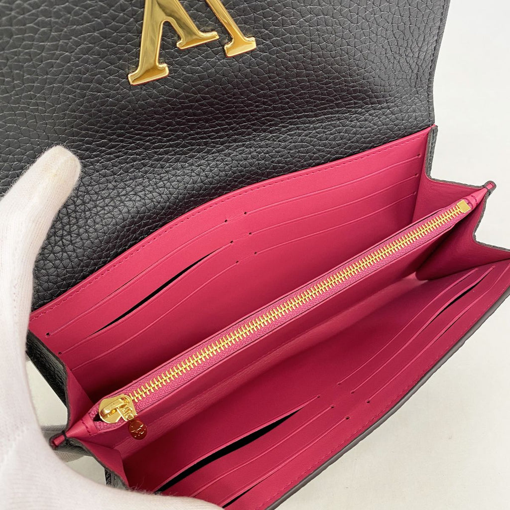 Louis Vuitton Wallet Taurillon Portefeuille Capucines Noir — view 3