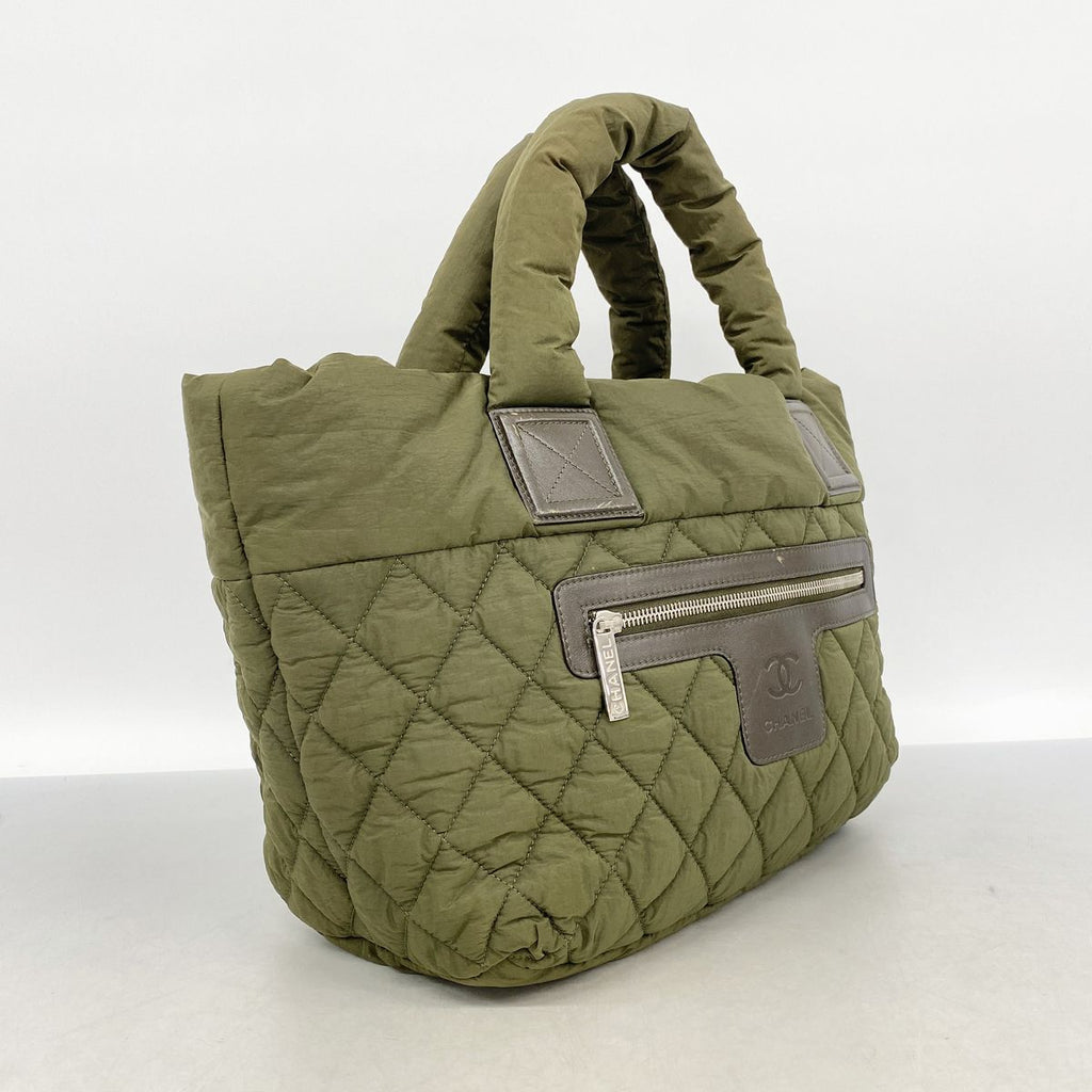 Chanel Tote Bag Coco Cocoon Nylon Khaki Green Silver — view 2