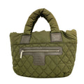 Chanel Tote Bag Coco Cocoon Nylon Khaki Green Silver