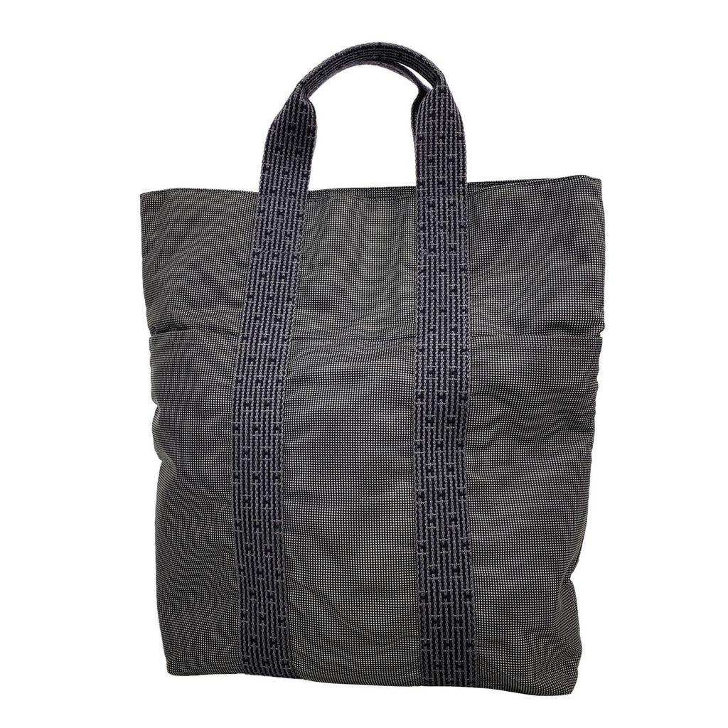 Hermes Tote Bag Herline Cabas Nylon Gray Silver